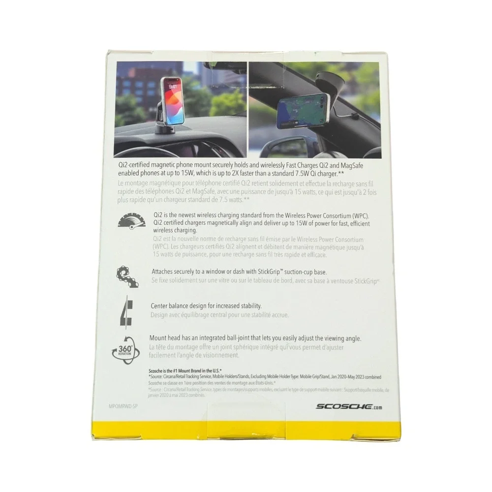 C6N Scosche MagicMount‎ Charge Pro Window/Dash 15W Qi2 Magnetic Wireless Mount